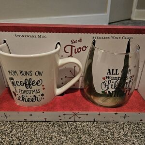 All Mom Wants / Coffee Christmas Cheer Mug & Stemless Wine Glass Gift Set